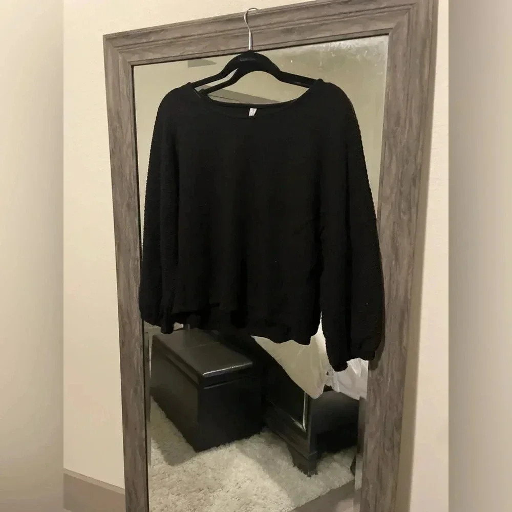 Anthropologie black crew neck sweater